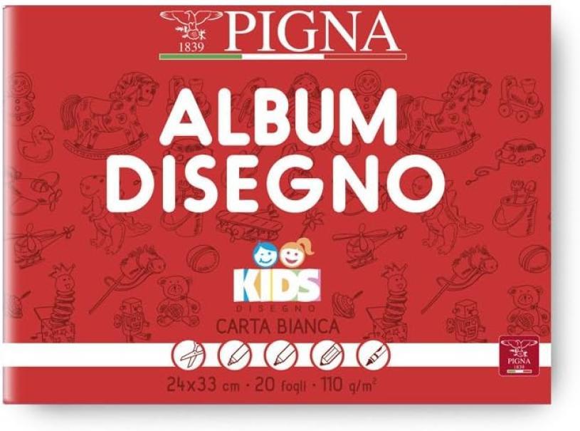 pigna pigna kids album disegno dimensioni 24x33 cm 20 fogli da 110 gr/mq liscio colore bianco - foto 1