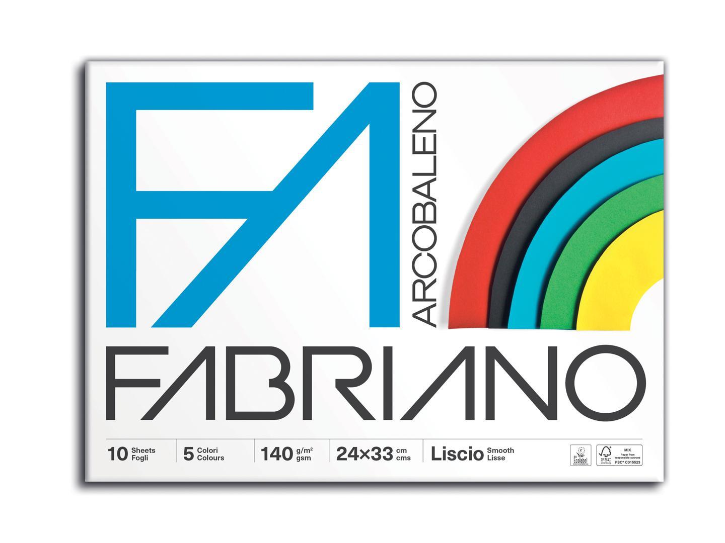 fabriano fabriano album arcobaleno dimensioni 24x33 cm carta da 140 gr/mq da 10 fogli in 5 colori liscio - foto 1