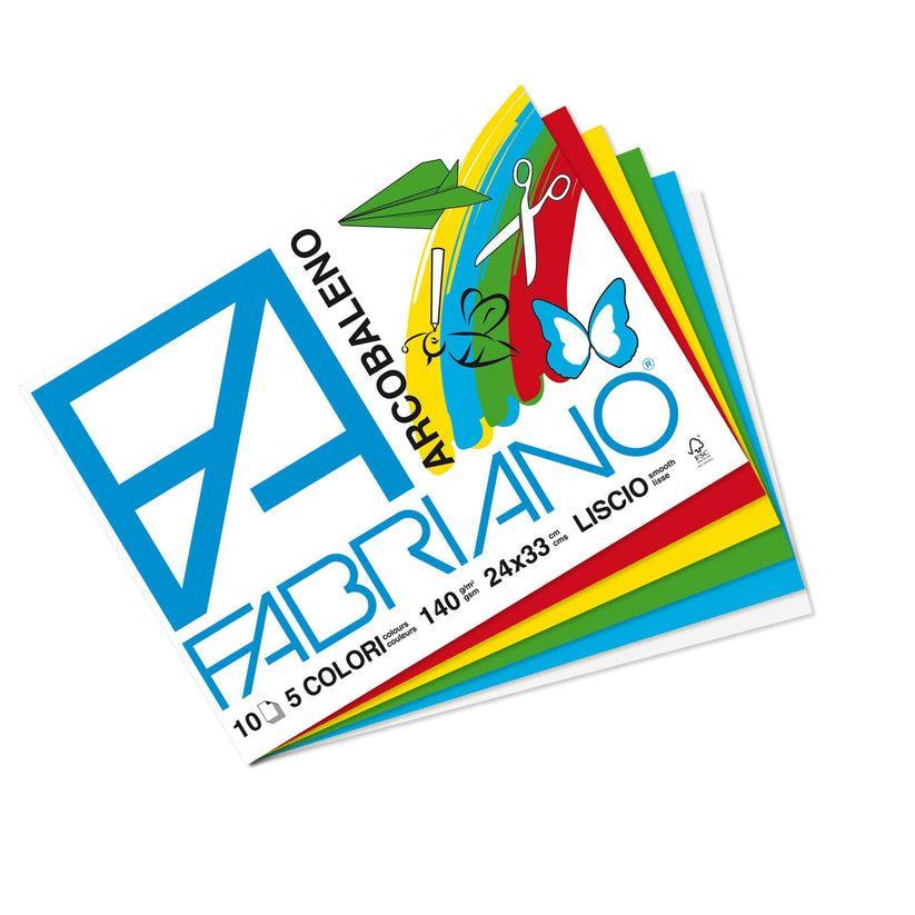 fabriano fabriano 10pz album arcobaleno dimensioni 24x33 cm carta da 140 gr/mq da 10 fogli in 5 colori liscio - foto 2