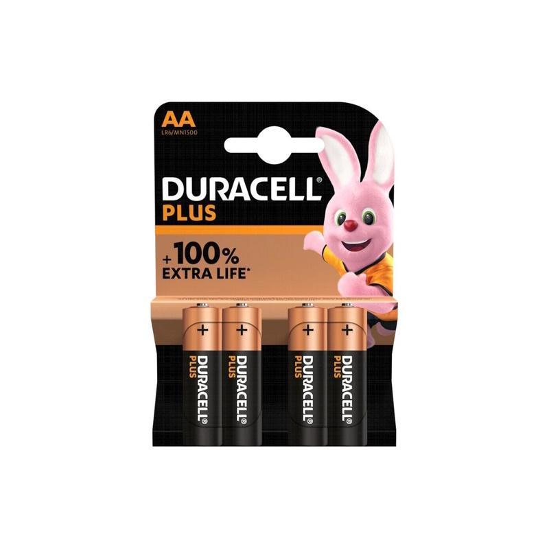 duracell duracell plus stilo batterie aa +100% extra life alcaline blister da 4 pezzi - foto 1