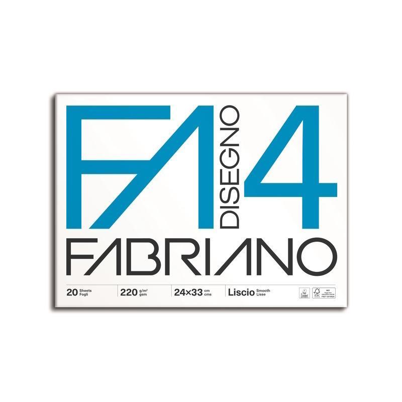 fabriano fabriano disegno 4 blocco f4 dimensioni 24x33 cm 20 fogli da 220 gr/mq liscio colore bianco - foto 1