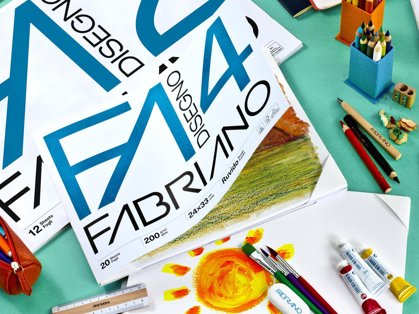 fabriano fabriano disegno 4 blocco f4 dimensioni 24x33 cm 20 fogli da 200 gr/mq ruvido colore bianco - foto 3