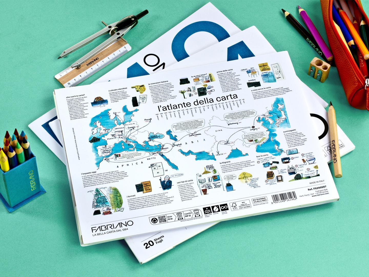 fabriano fabriano disegno 2 blocco f2 dimensioni 24x33 cm 20 fogli da 110 gr/mq ruvido colore bianco - foto 3