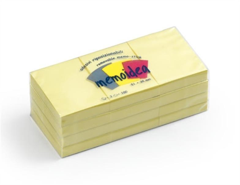 iternet memoidea notes adesivi 38x51 mm in confezione da 12 blocchetti da 100 fg. colore giallo - foto 1