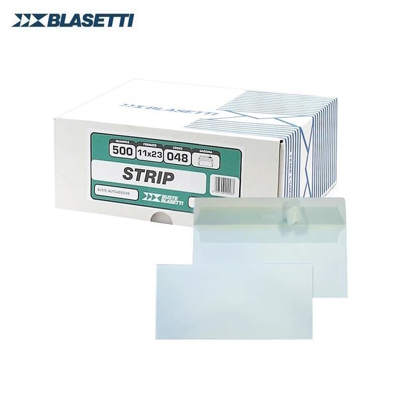 blasetti blasetti 048 buste postali senza finestra con chiusura a strip autoadesiva dimensioni 11x23 cm 90gr/mq in scatola da 500 pz - foto 1