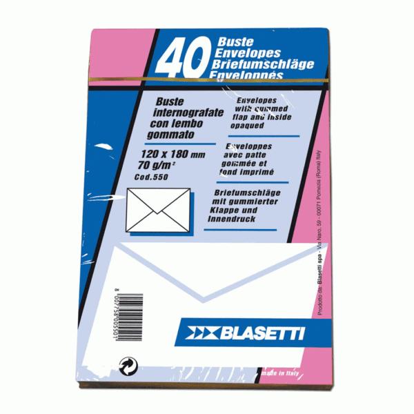 blasetti blasetti 550 buste internografate con lembo gommato senza finestra dimensioni 12x18 cm 70gr/mq in confezione da 40 pz - foto 1