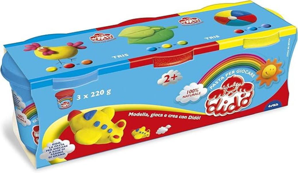 dido' didò tris barattoli da 220 g ciascuno colori ciano rosso e giallo - foto 1