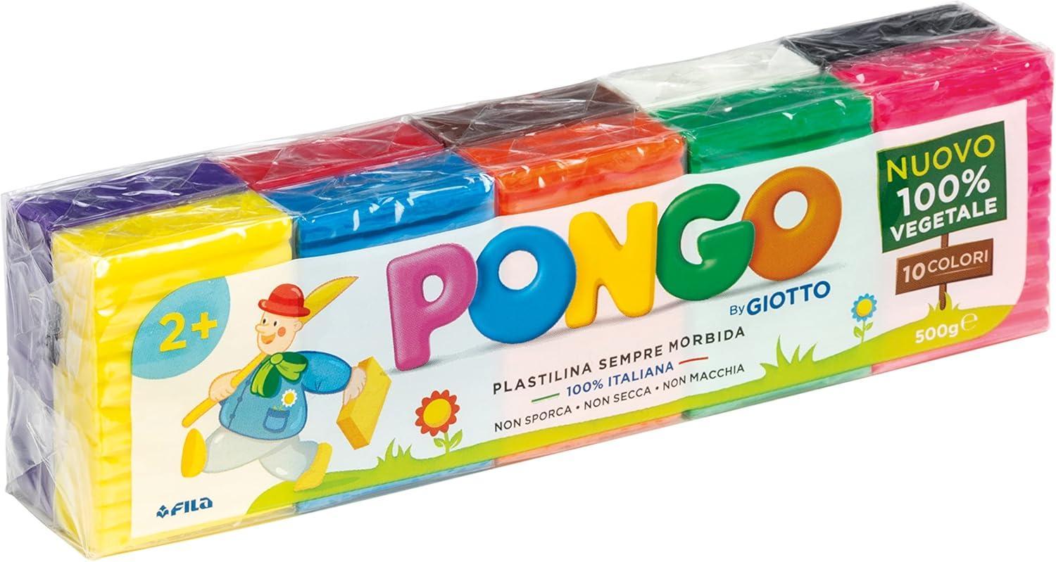 giotto giotto pongo plastilina sempre morbida 100% vegetale confezione da 500g 10 colori assortiti - foto 1
