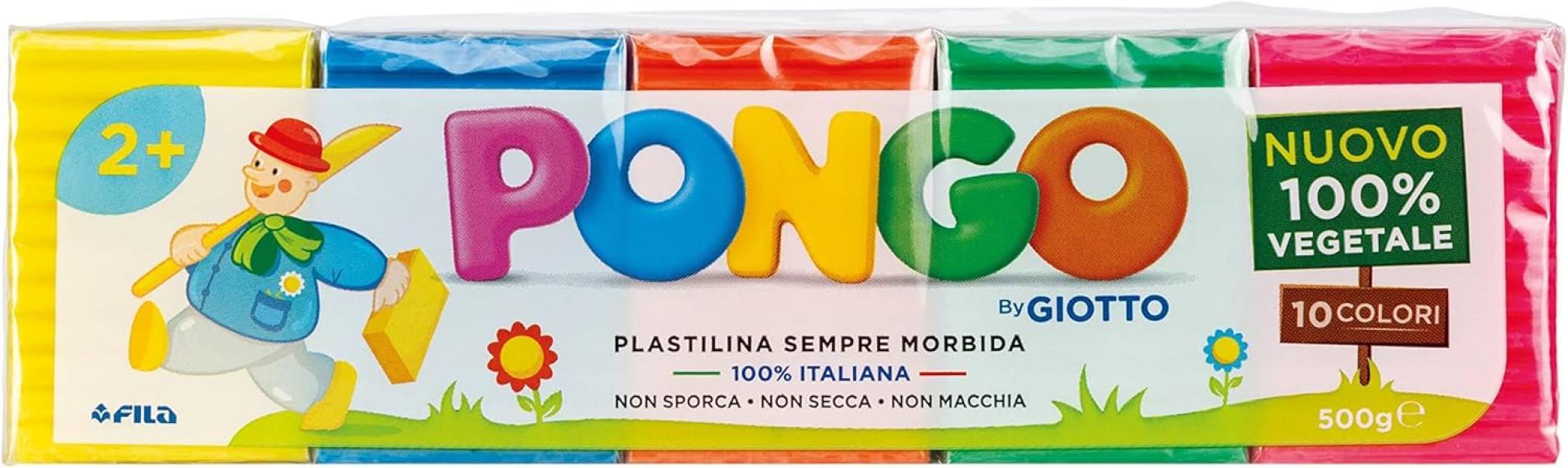 giotto giotto pongo plastilina sempre morbida 100% vegetale confezione da 500g 10 colori assortiti - foto 2