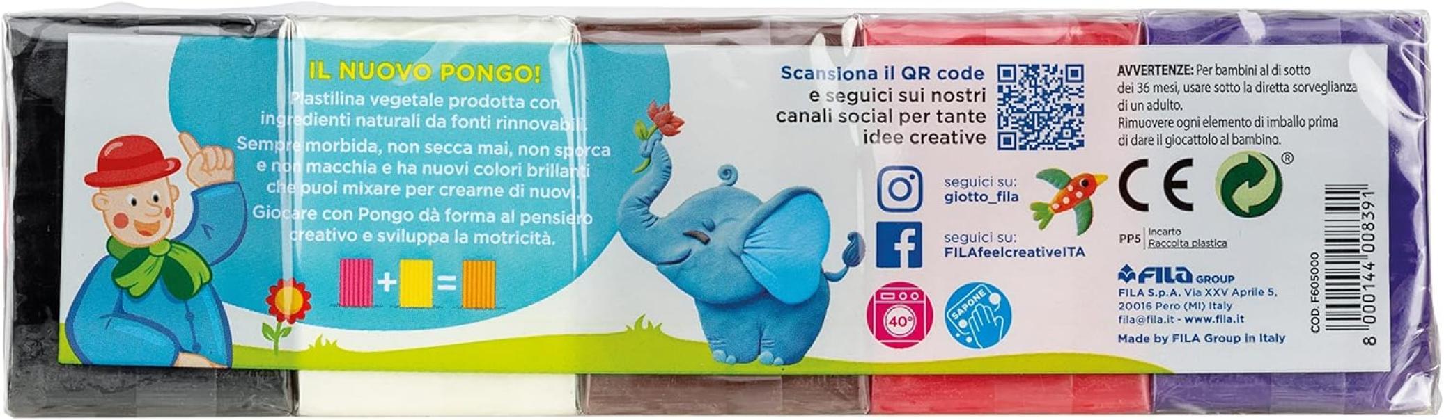 giotto giotto pongo plastilina sempre morbida 100% vegetale confezione da 500g 10 colori assortiti - foto 3