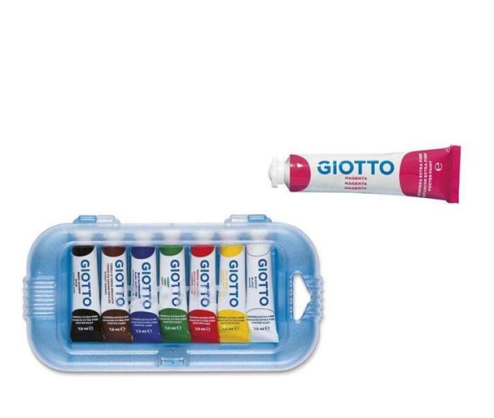 giotto giotto colori a tempera extra fine t3 in tubetti da 7,5 ml confezione da 7 pz. in colori assortiti - foto 1