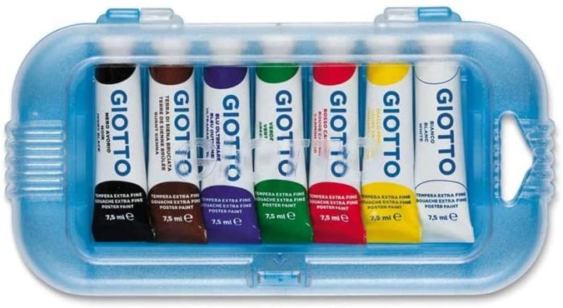 giotto giotto colori a tempera extra fine t3 in tubetti da 7,5 ml confezione da 7 pz. in colori assortiti - foto 2