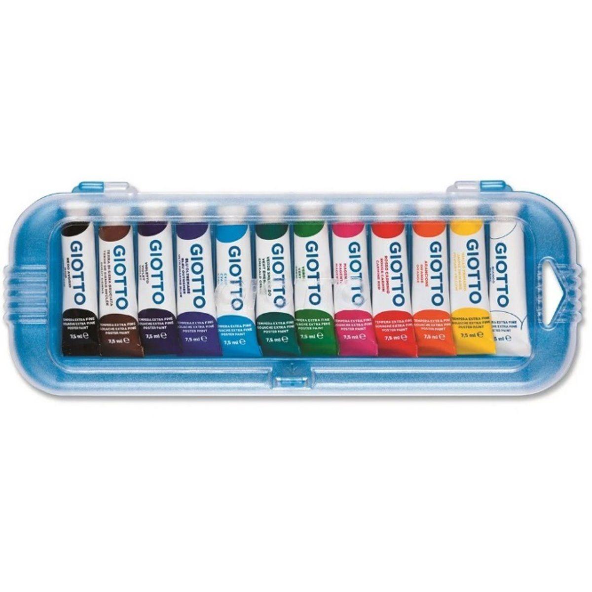 giotto giotto colori a tempera extra fine t3 in tubetti da 7,5 ml confezione da 12 pz. in colori assortiti - foto 1
