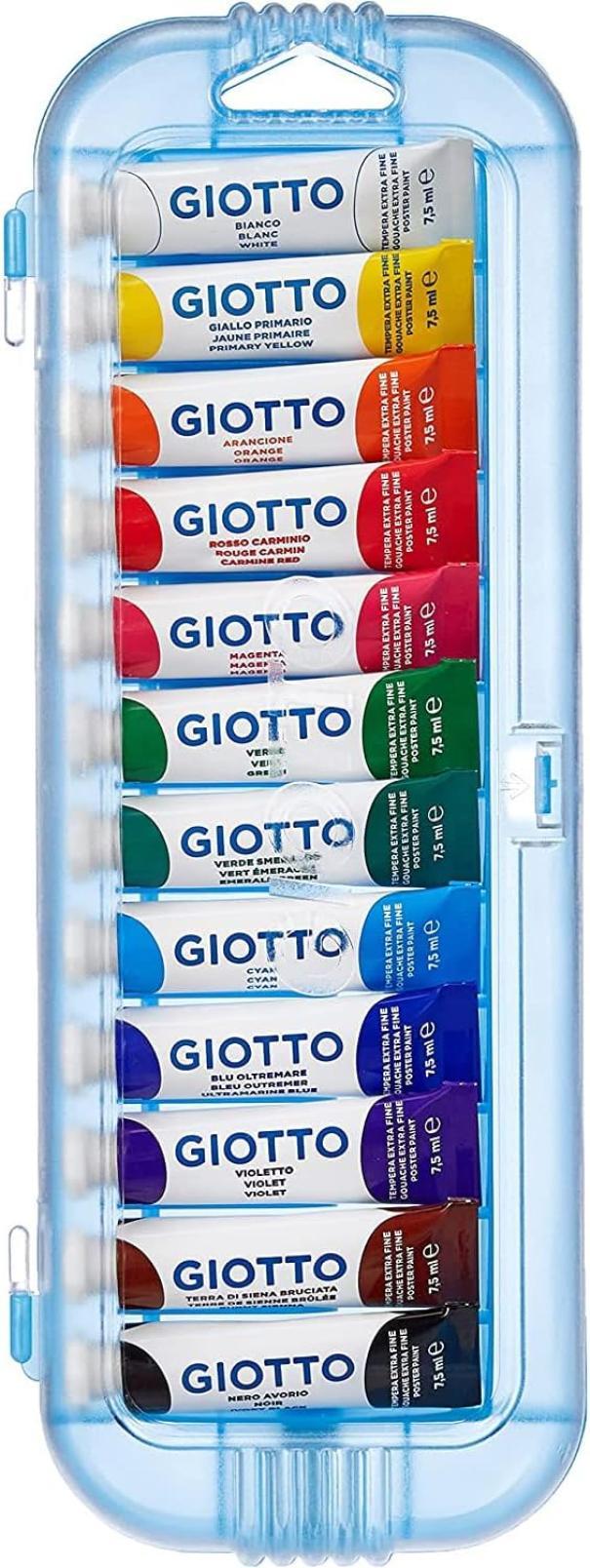 giotto giotto colori a tempera extra fine t3 in tubetti da 7,5 ml confezione da 12 pz. in colori assortiti - foto 2