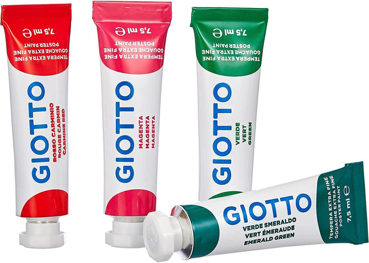giotto giotto colori a tempera extra fine t3 in tubetti da 7,5 ml confezione da 12 pz. in colori assortiti - foto 4
