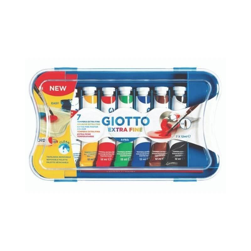 giotto giotto colori a tempera extra fine t4 in tubetti da 12 ml confezione da 7 pz. in colori assortiti - foto 1