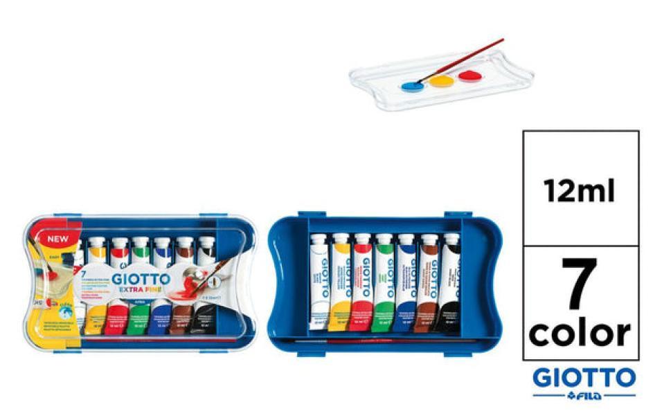 giotto giotto colori a tempera extra fine t4 in tubetti da 12 ml confezione da 7 pz. in colori assortiti - foto 2