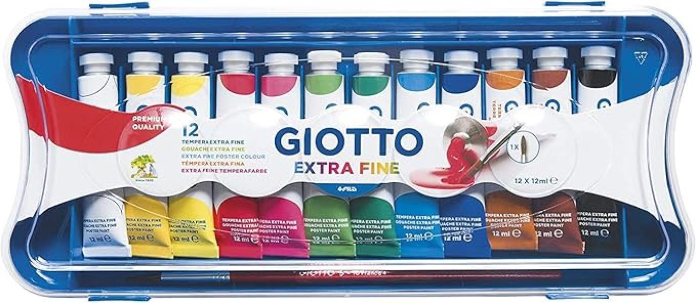 giotto giotto colori a tempera extra fine t4 in tubetti da 12 ml confezione da 12 pz. in colori assortiti - foto 1
