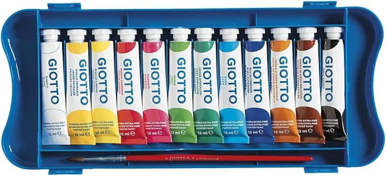 giotto giotto colori a tempera extra fine t4 in tubetti da 12 ml confezione da 12 pz. in colori assortiti - foto 2