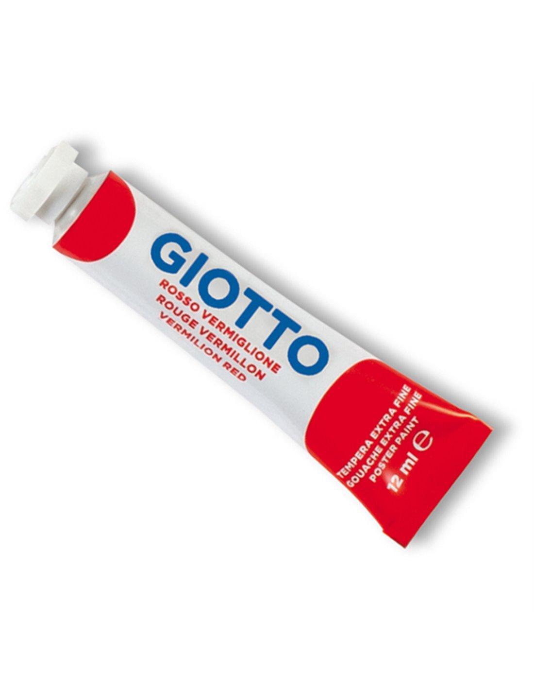 giotto giotto 6pz colore a tempera t4 extra fine in tubetto da 12ml colore rosso vermiglione n° 07 - foto 1