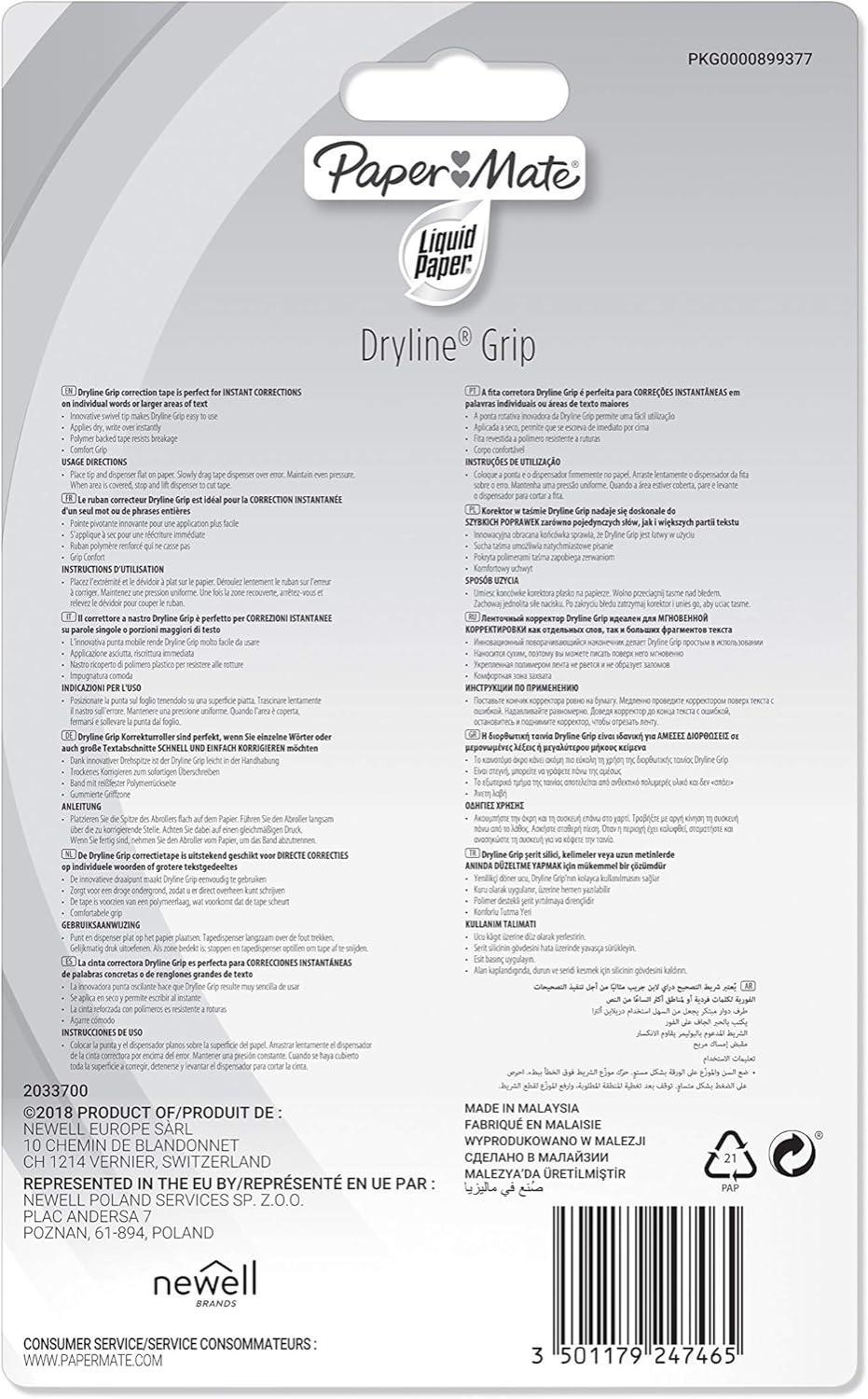 paper mate paper mate 12pz dryline grip liquid paper correttore a nastro colori assortiti - foto 4
