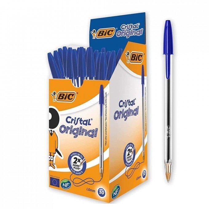 bic bic cristal original penne a sfera con punta media da1 mm colore blu confezione da 50 pz - foto 1