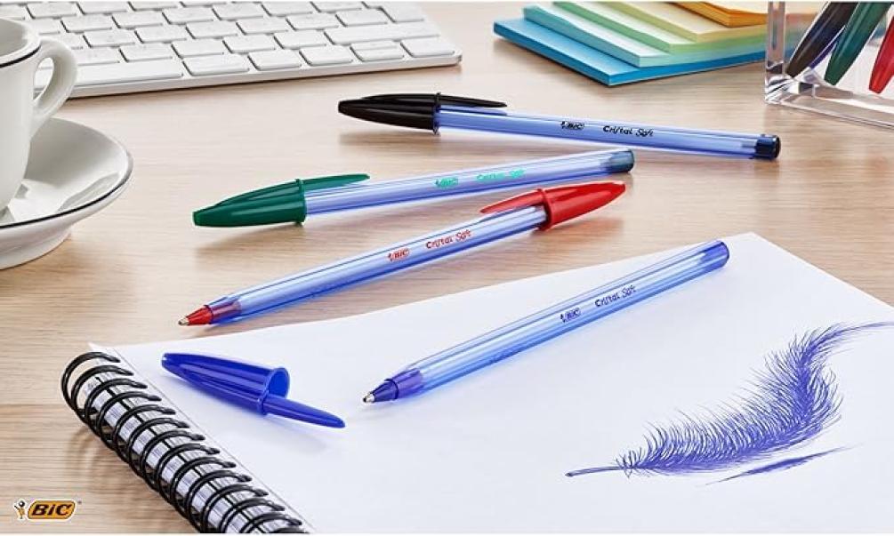 bic bic cristal soft penna a sfera con punta da 1,2 mm colore rosso confezione da 50 pz - foto 3