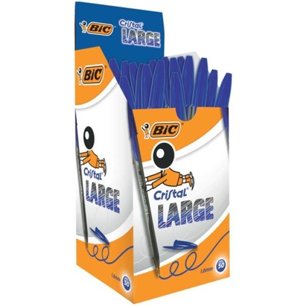 bic bic cristal large penna a sfera punta da 1,6 mm colore blu confezione da 50 pezzi - foto 1