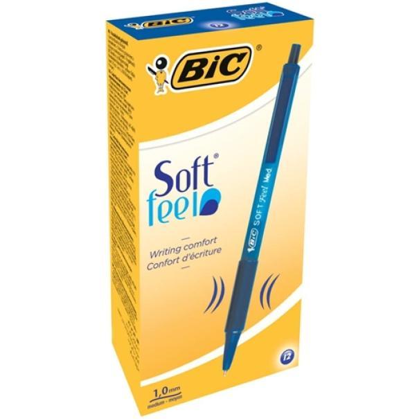 bic bic soft feel clic penna a sfera a scatto punta media da 1 mm colore blu conf da 12 pz. - foto 1