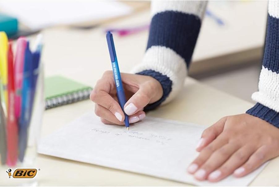 bic bic soft feel clic penna a sfera a scatto punta media da 1 mm colore blu conf da 12 pz. - foto 3