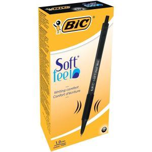 Bic soft feel clic click ballpoint pen medium tip 1 mm color black 12 pcs conf. black