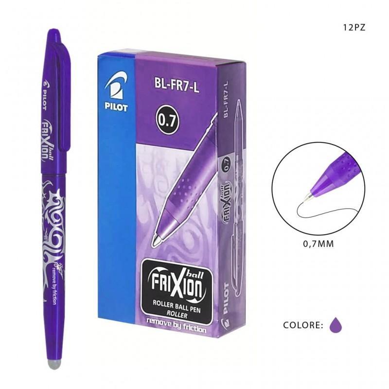pilot pilot frixion ball penna a sfera cancellabile e ricaricabile colore viola con punta da 0,7 mm confezione da 12 pz - foto 1