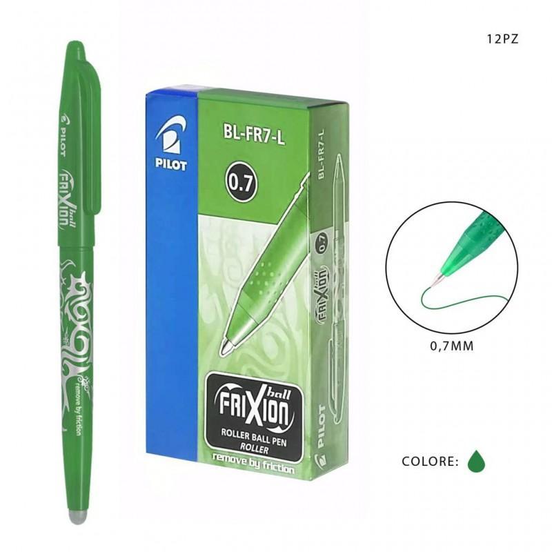 pilot pilot frixion ball penna a sfera cancellabile e ricaricabile colore verde chiaro con punta da 0,7 mm confezione da 12 pz - foto 1