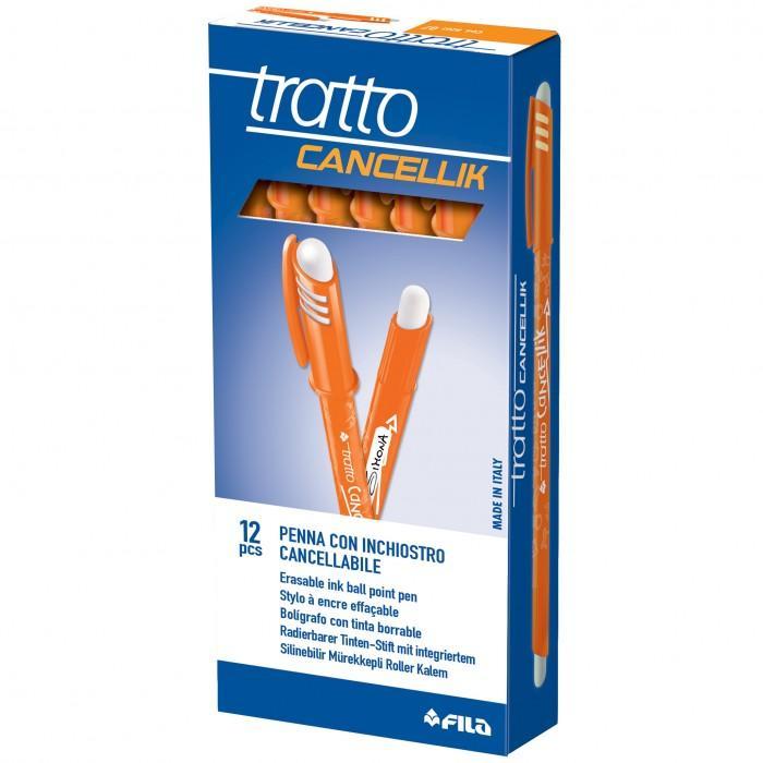 tratto tratto cancellik 12pz penna a sfera cancellabile con tratto da 0,4 mm colore arancio - foto 1