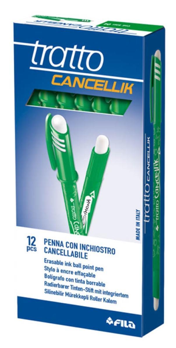 tratto tratto cancellik 12pz penna a sfera cancellabile con tratto da 0,4 mm colore verde - foto 1