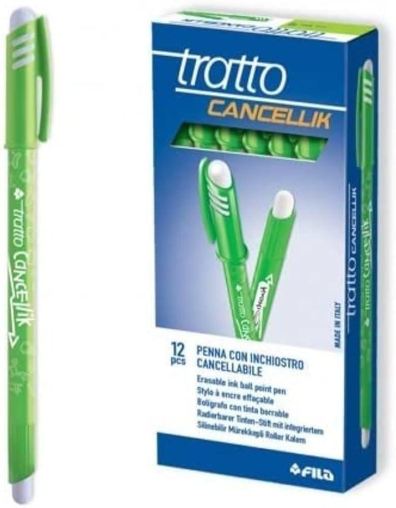tratto tratto cancellik 12pz penna a sfera cancellabile con tratto da 0,4 mm colore verde chiaro - foto 1