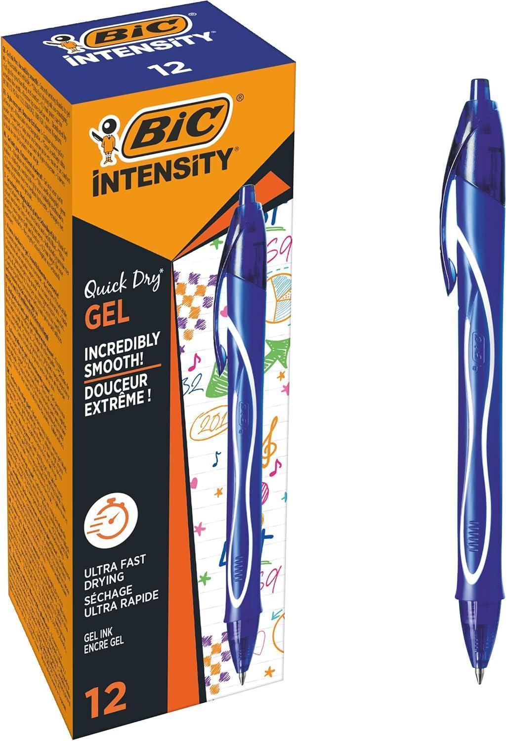 bic bic 12pz gel ocity quick dry penna a scatto blu con punta 0,7 mm - foto 1