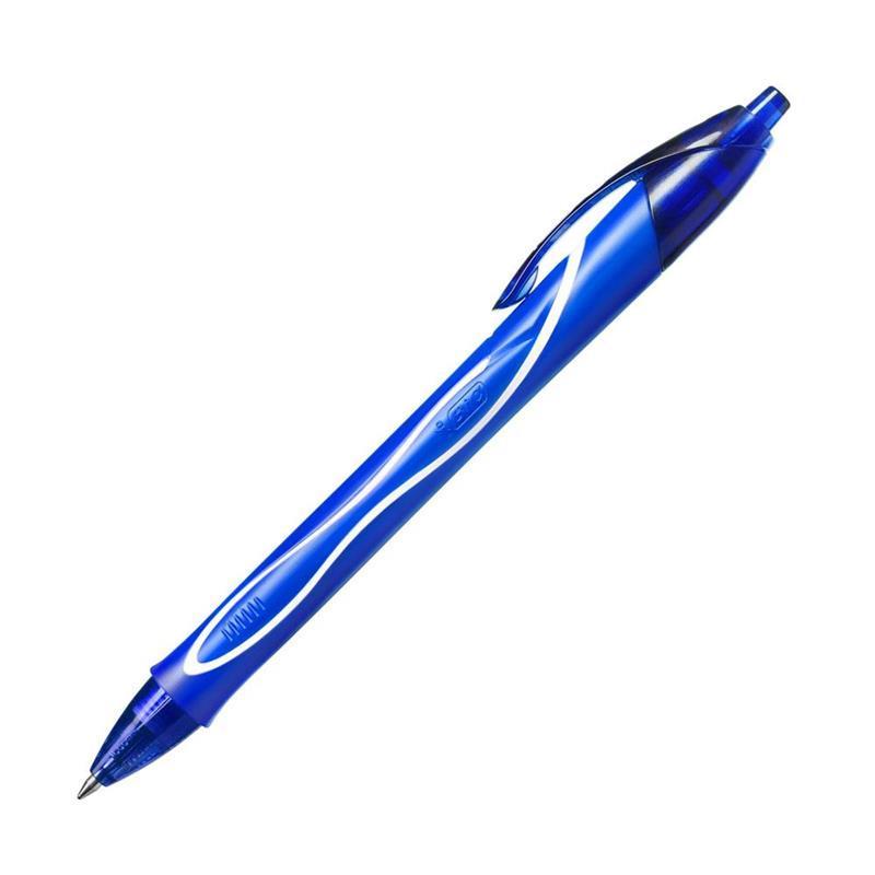 bic bic 12pz gel ocity quick dry penna a scatto blu con punta 0,7 mm - foto 2