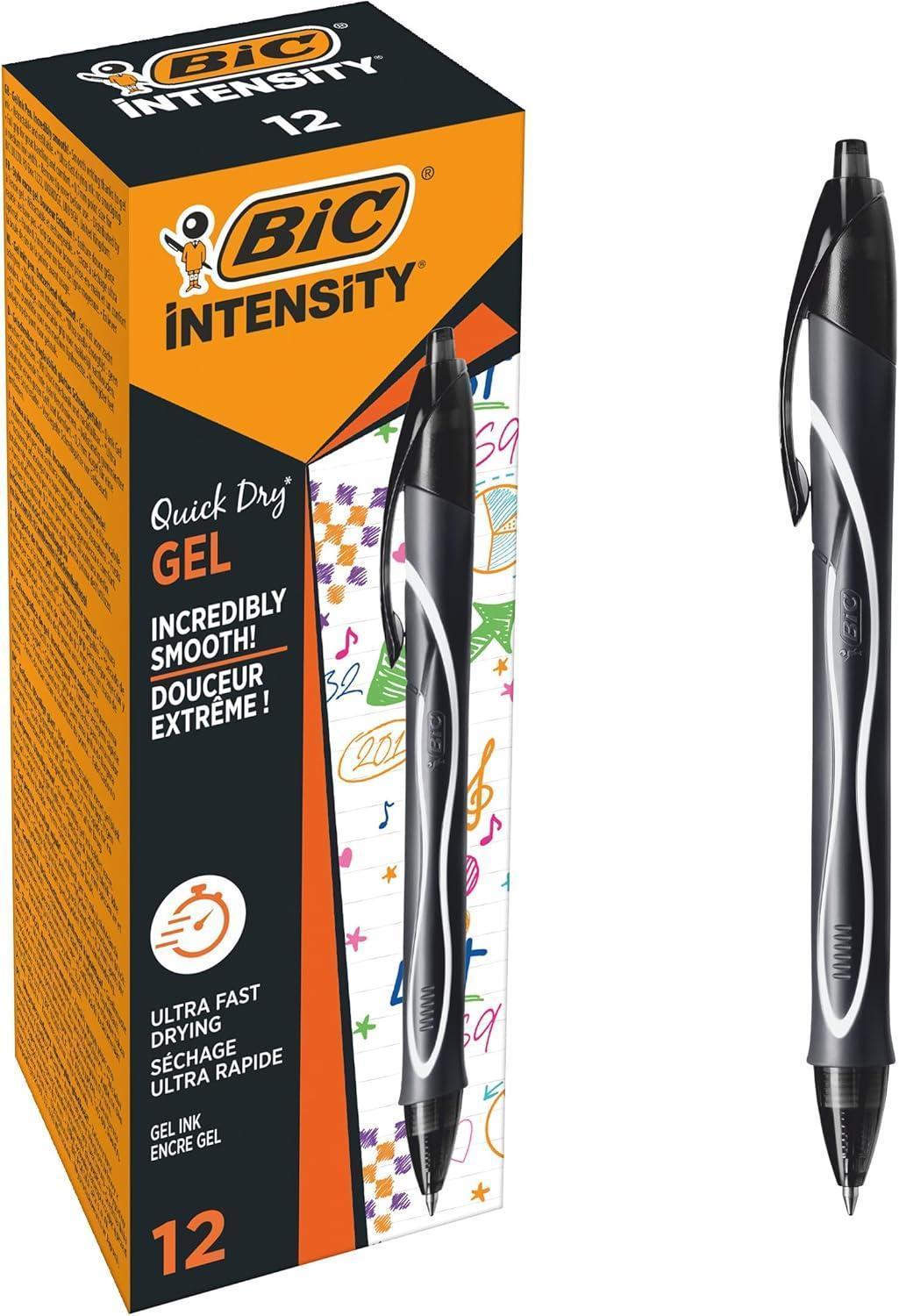 bic bic 12pz gel ocity quick dry penna a scatto nera con punta 0,7 mm - foto 1