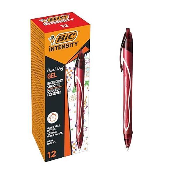 bic bic 12pz gel ocity quick dry penna a scatto rossa con punta 0,7 mm - foto 1