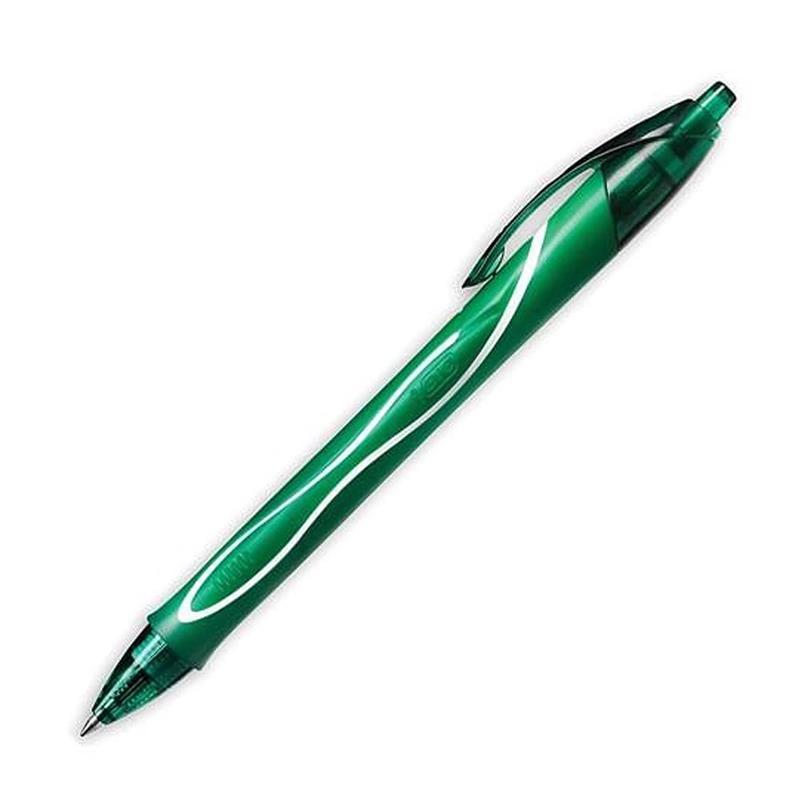 bic bic 12pz gel ocity quick dry penna a scatto verde con punta 0,7 mm - foto 2