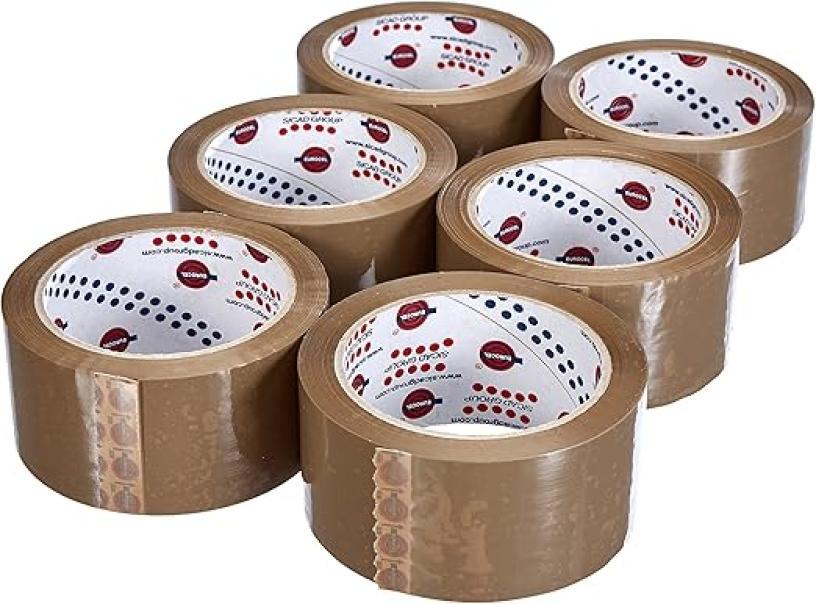 eurocel eurocel nastro adesivo da pacchi in polipropilene misura mm 50 x 66 mt avana confezione da 6 pezzi - foto 2