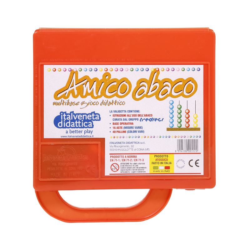 italveneta italveneta didattica abaco multibase con valigetta da 40 palline, 4 fori e 16 aste - foto 1