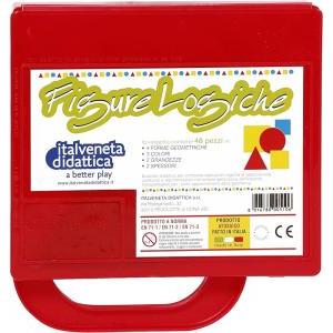 Valigetta didattica da 48 pezzi di figure logiche in plastica