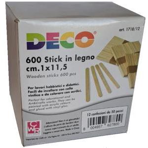 Stecche didattiche in legno confezione da 600 pz. divisi in 12 blister da 50 pz. dimensione cm 1x11,5