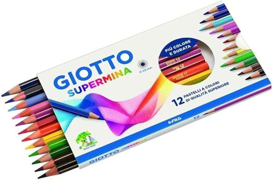 giotto giotto supermina pastelli colorati in 10 conf. da 12 pz. colori assortiti, diametro mina di 3,8 mm - foto 1