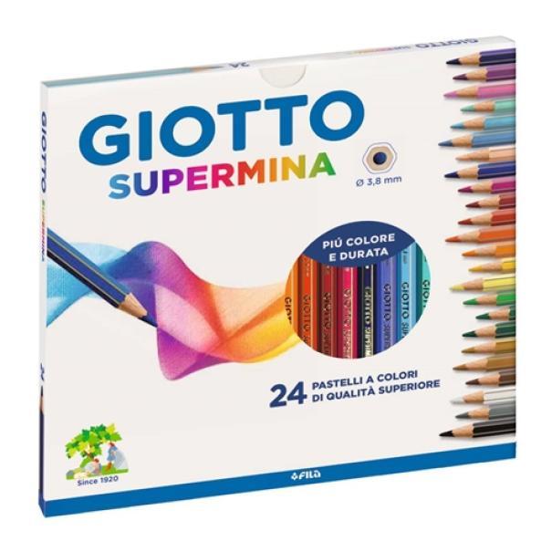 giotto giotto supermina pastelli colorati in astuccio da 24 pz. colori assortiti, diametro mina di 3,8 mm - foto 1