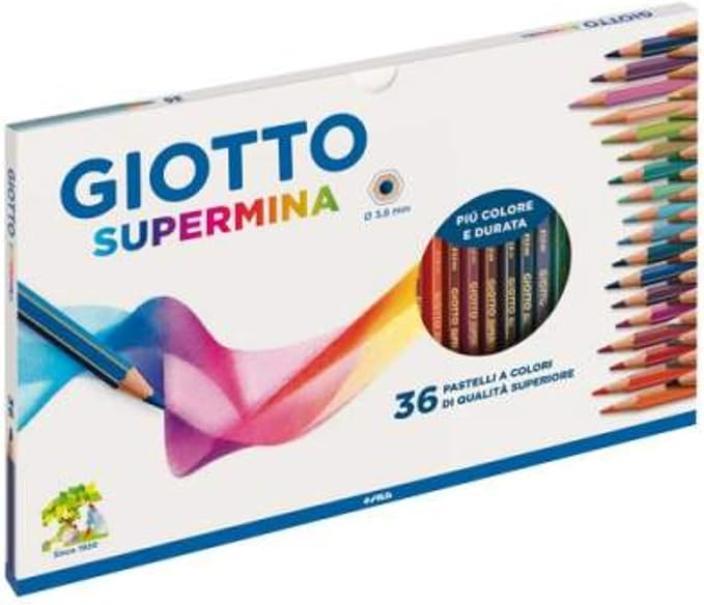 giotto giotto supermina pastelli colorati in 5 conf. da 36 pz. colori assortiti, diametro mina di 3,8 mm - foto 1