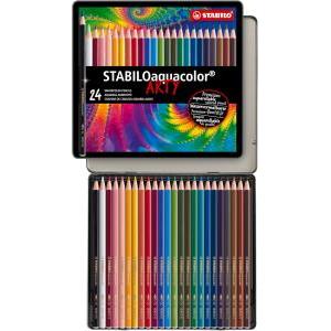 Aquacolor matite colorate acquerellabili in astuccio di metallo da 24 pz.