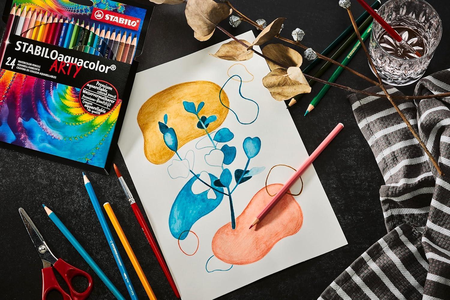 stabilo stabilo aquacolor matite colorate acquerellabili in astuccio di metallo da 24 pz. - foto 3